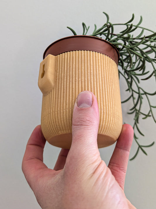 Wall Mounted Houseplant Pot, 100mm x 110mm, Caramel