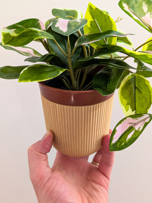 Houseplant Pot, 100mm x 110mm, Caramel