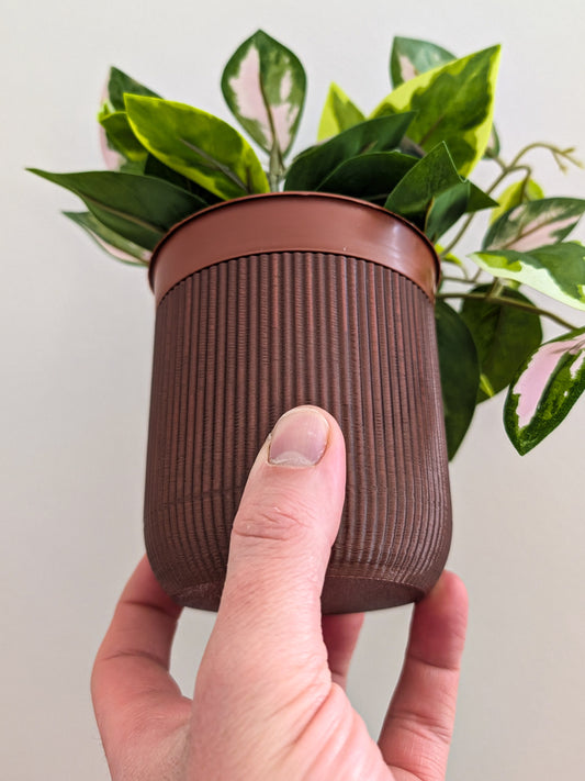 Houseplant Pot, 100mm x 110mm, Vintage Brown