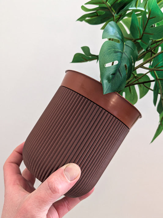 Houseplant Pot, 130mm x 140mm, Vintage Brown
