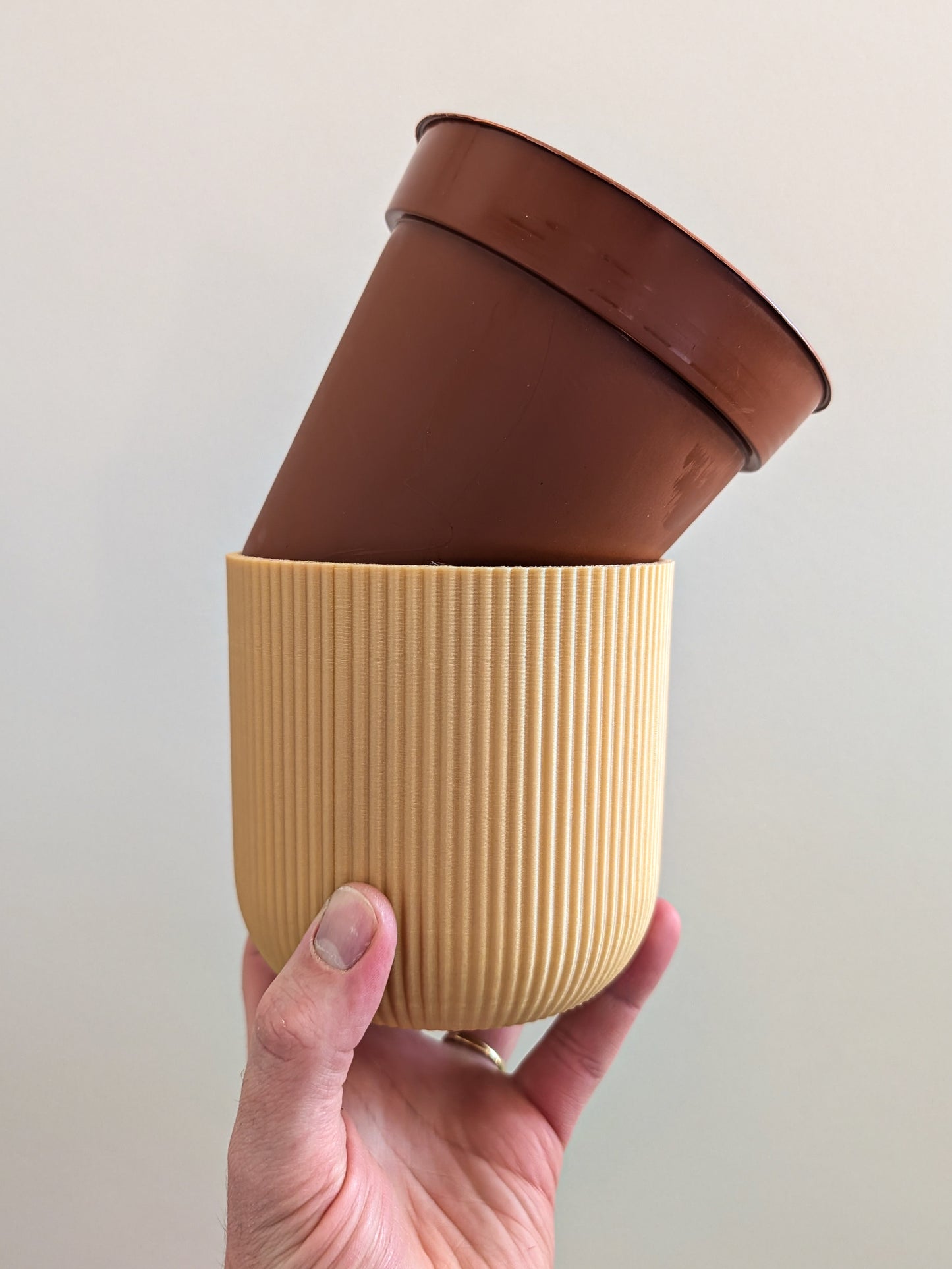 Macrame Hanging Houseplant Pot, 140mm, Caramel