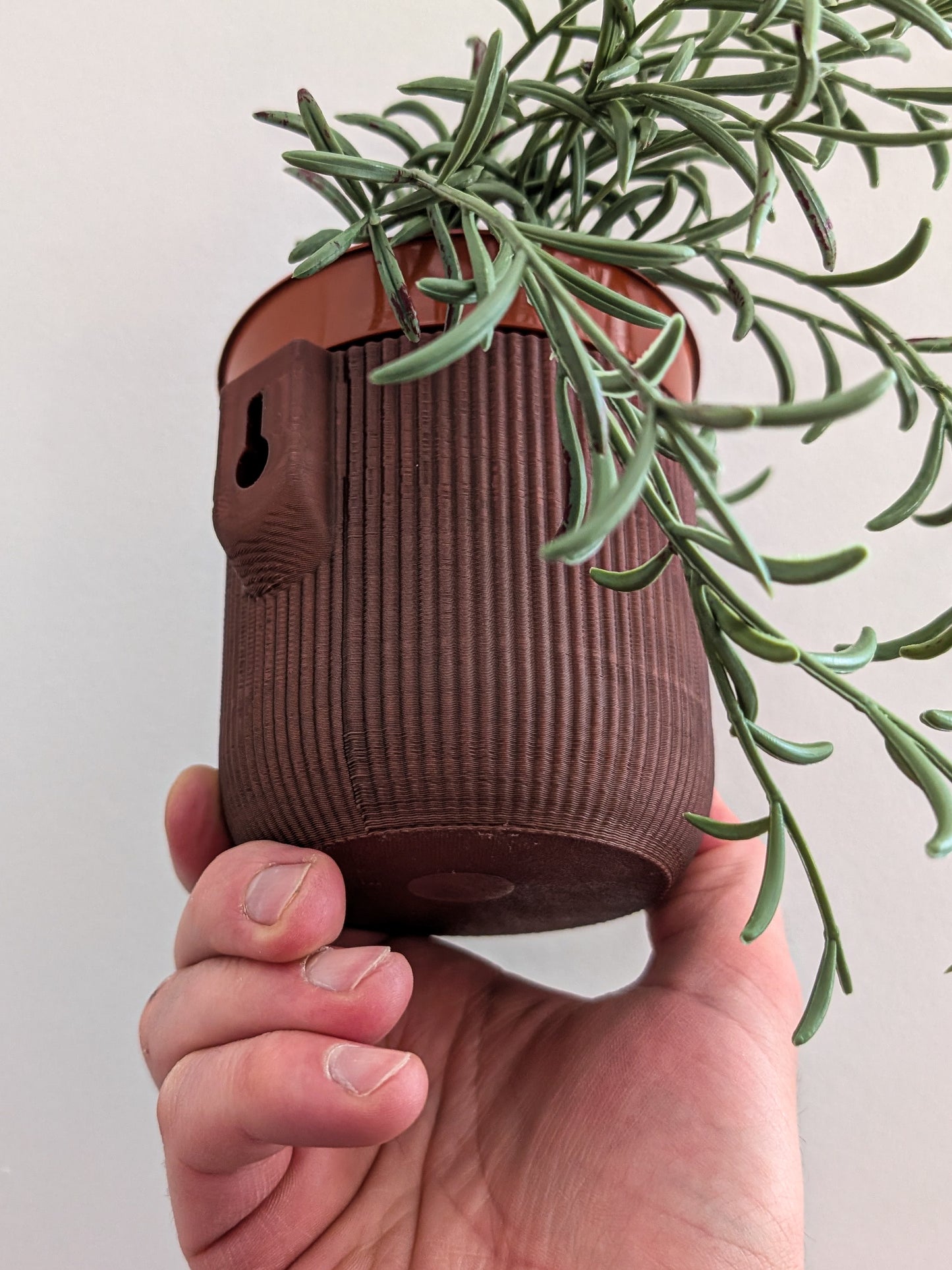 Wall Mounted Houseplant Pot, 110mm, Vintage Brown