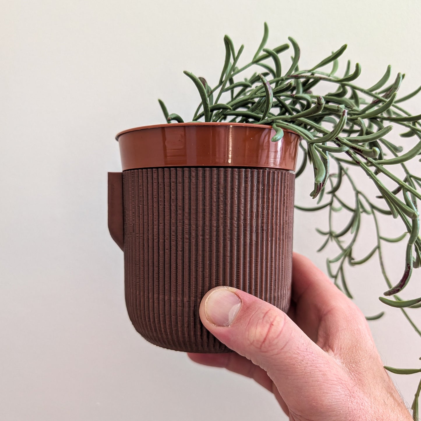 Wall Mounted Houseplant Pot, 110mm, Vintage Brown