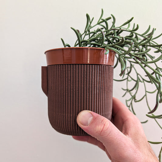 Wall Mounted Houseplant Pot, 110mm, Vintage Brown