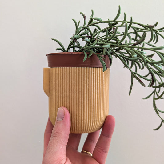 Wall Mounted Houseplant Pot, 110mm, Caramel