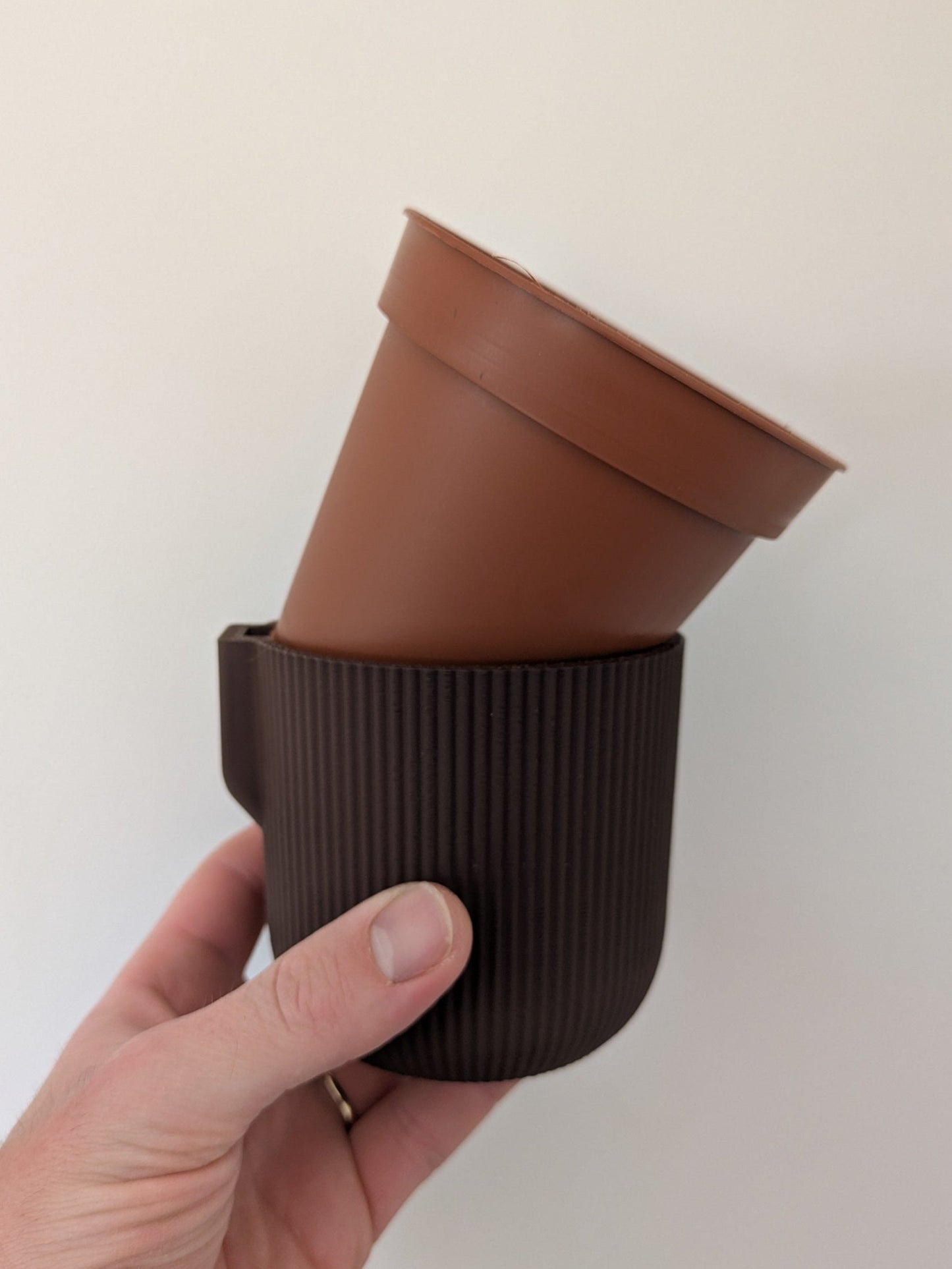 Wall Mounted Houseplant Pot, 100mm x 110mm, Chocolate
